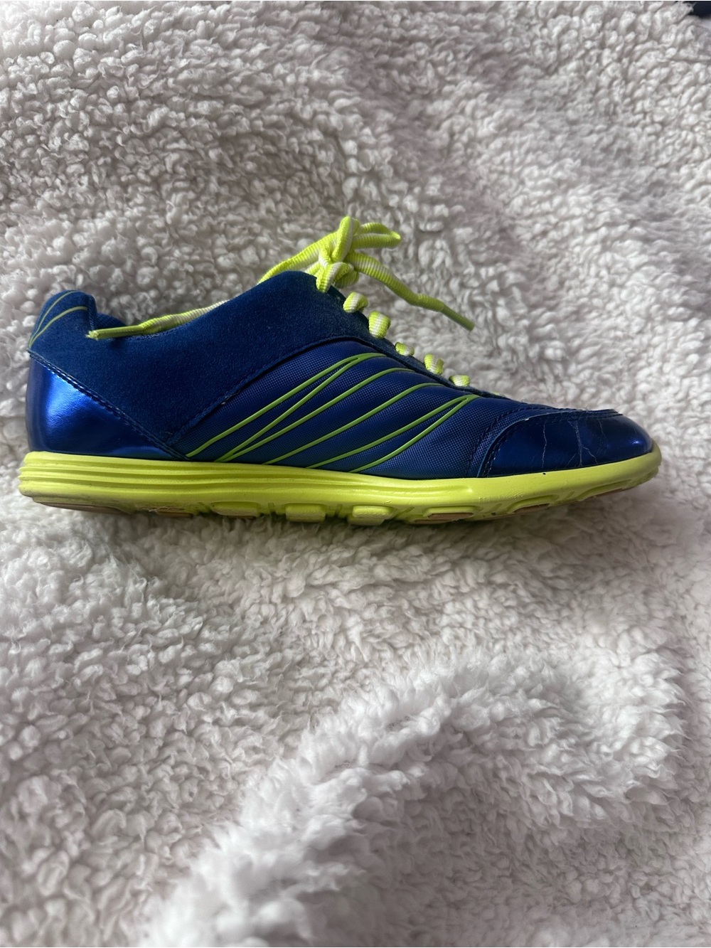 Coach Blue & Lime Green Lace-Up Sneakers Size 6M Athletic Casual Shoes